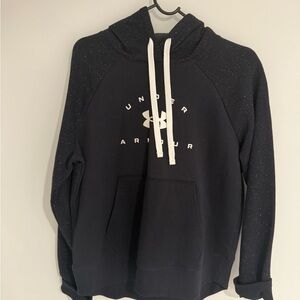 Under Armour Black Hoodie with White Logo and White Drawcords